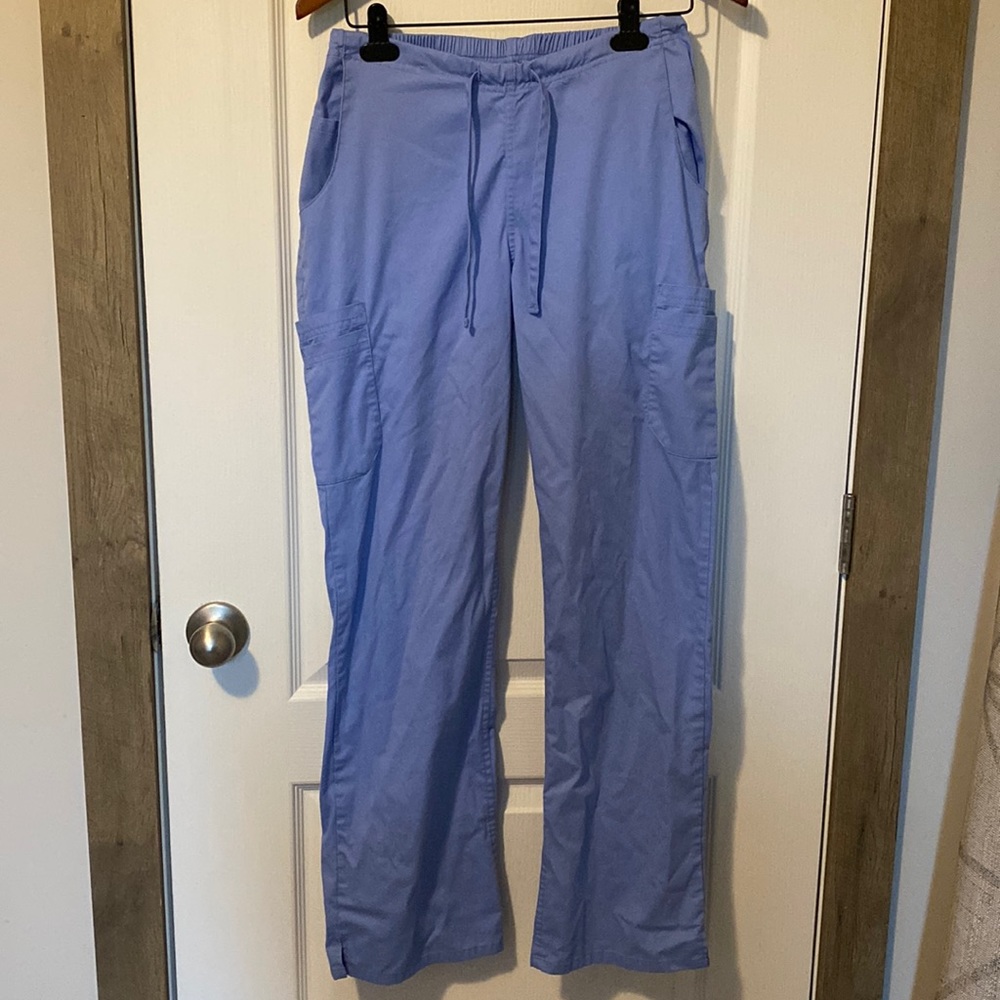 Light Blue Women's Cargo Scrub Pants